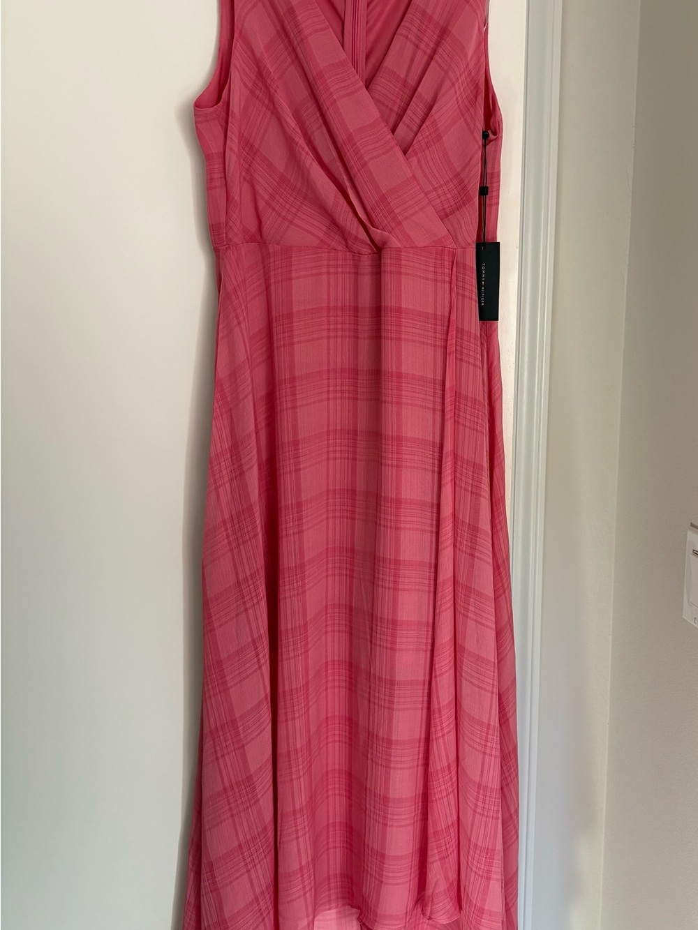 Tommy Hilfiger Pink Plaid High-Low Maxi Dress - Picture 2 of 13